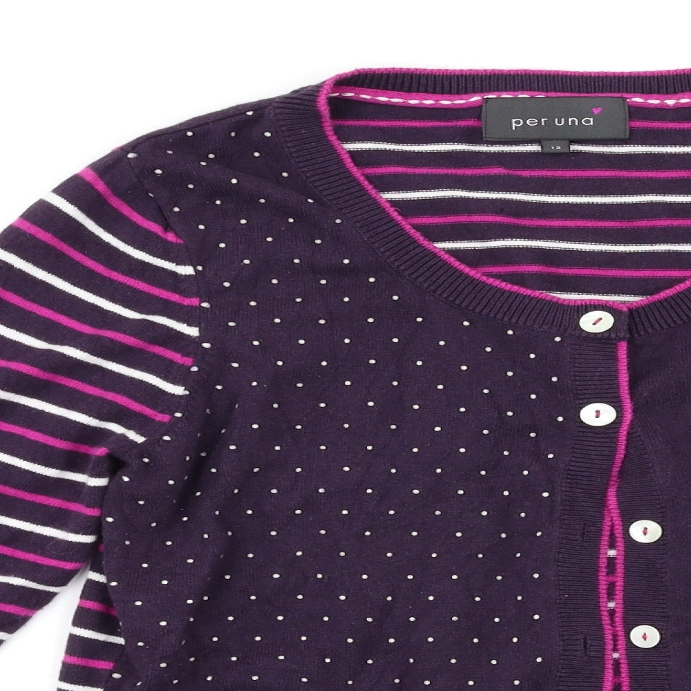 Per Una Womens Multicoloured Striped  Cardigan Jumper Size 12
