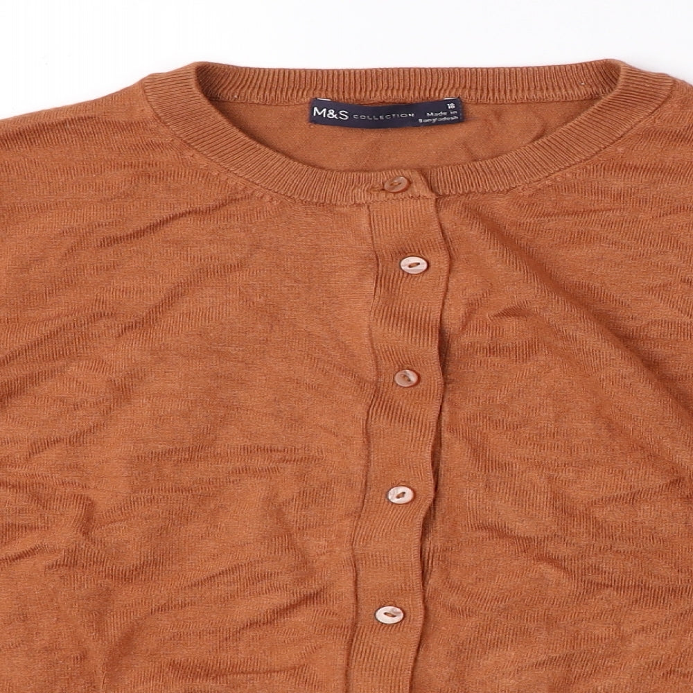 Marks & Spencer Womens Brown   Cardigan Jumper Size 18