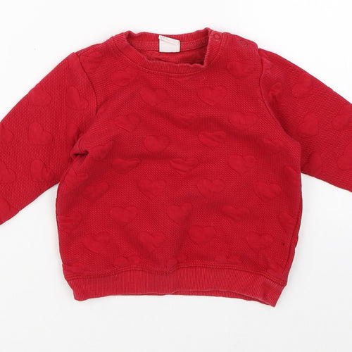 H&M Girls Red   Pullover Jumper Size 3-6 Months