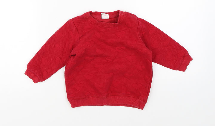 H&M Girls Red   Pullover Jumper Size 3-6 Months