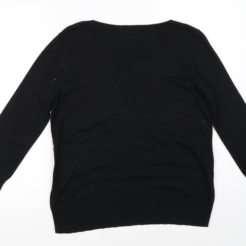 TU Womens Black Floral  Pullover Jumper Size 12