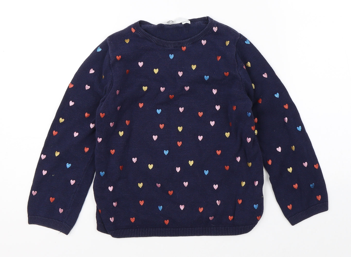 H&M Girls Blue Polka Dot  Pullover Jumper Size 5-6 Years