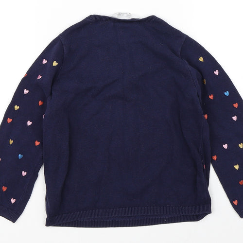 H&M Girls Blue Polka Dot  Pullover Jumper Size 5-6 Years