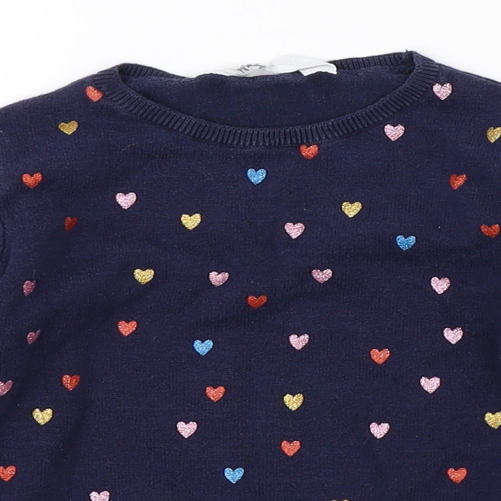 H&M Girls Blue Polka Dot  Pullover Jumper Size 5-6 Years