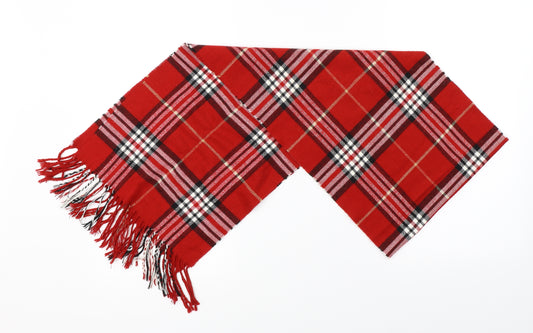 Preworn Mens Red Plaid  Scarf  One Size