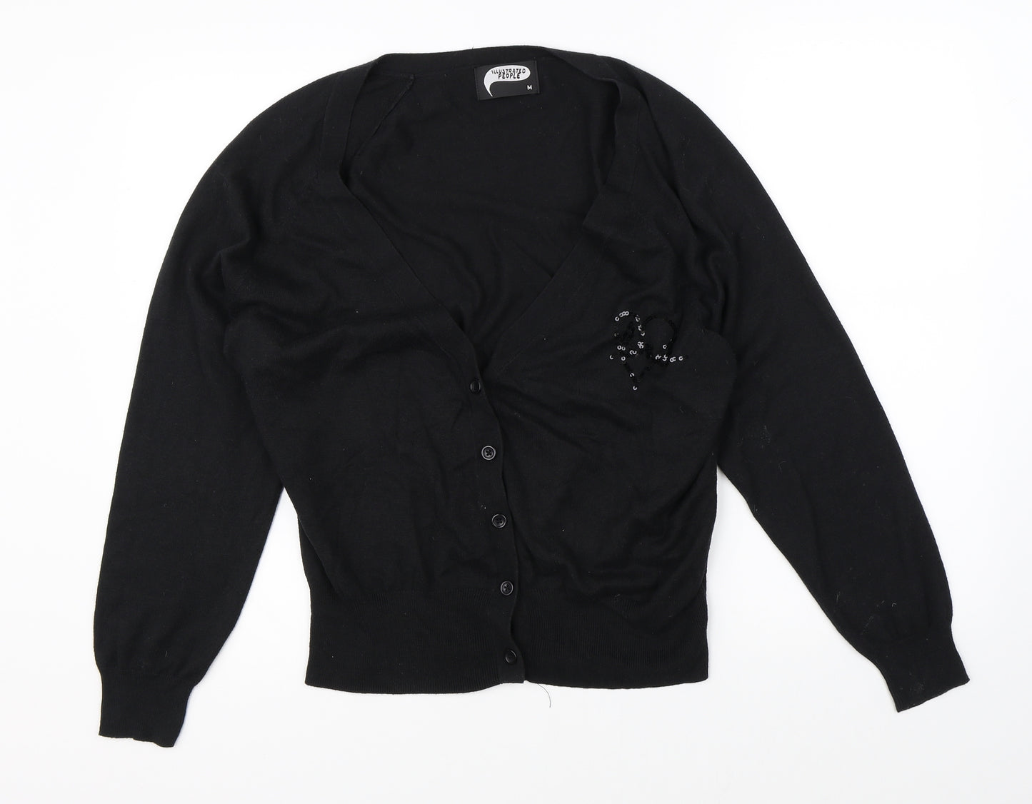 Illustrated People Womens Black   Cardigan Jumper Size M