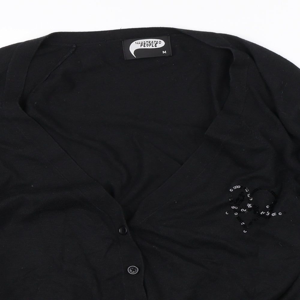 Illustrated People Womens Black   Cardigan Jumper Size M