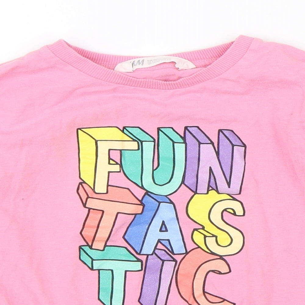 H&M Girls Pink   Pullover Jumper Size 5-6 Years