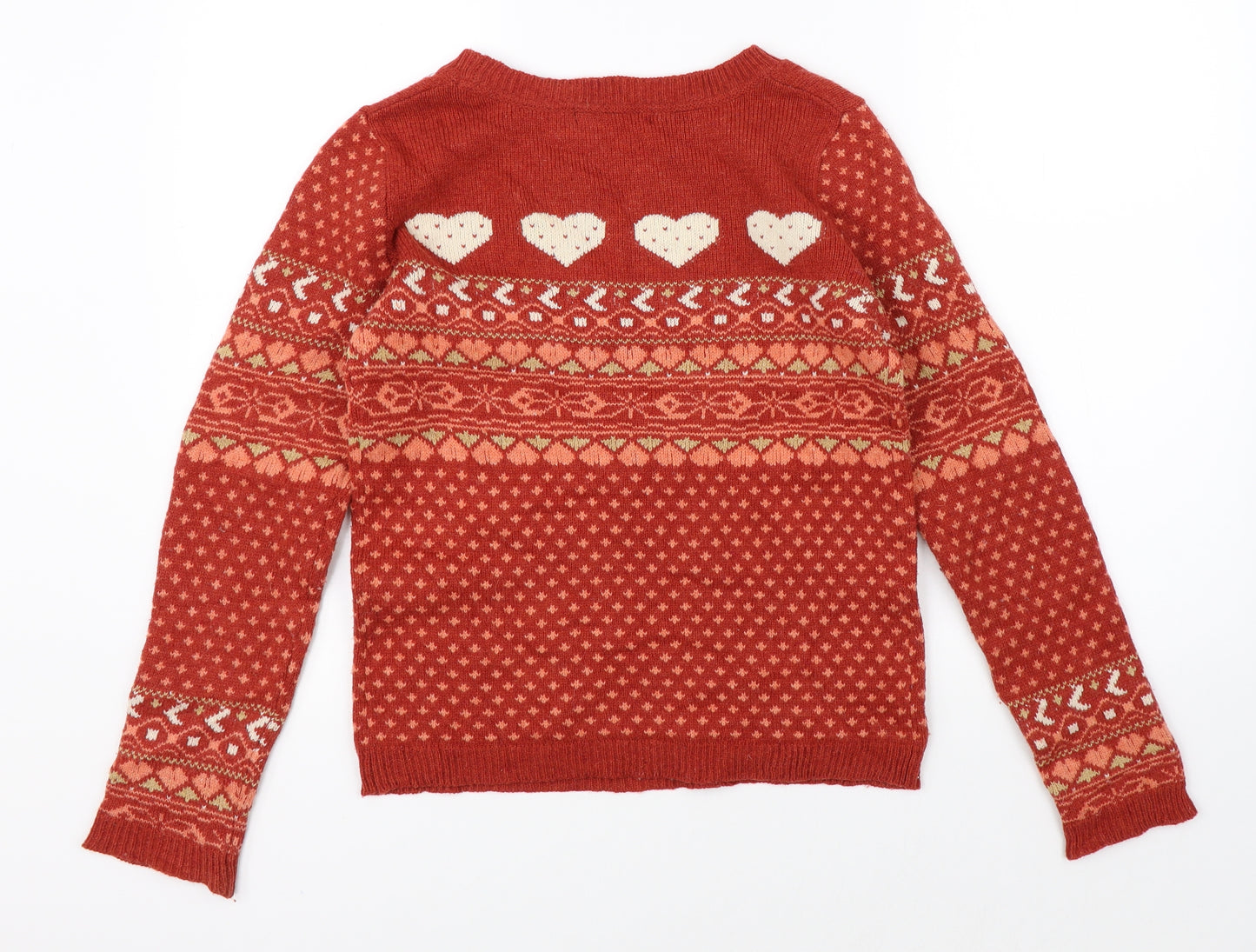 Atmosphere Womens Red Fair Isle  Pullover Jumper Size 8