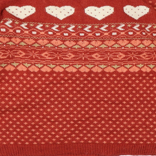 Atmosphere Womens Red Fair Isle  Pullover Jumper Size 8