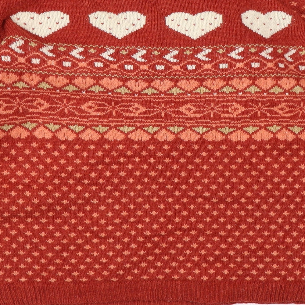 Atmosphere Womens Red Fair Isle  Pullover Jumper Size 8