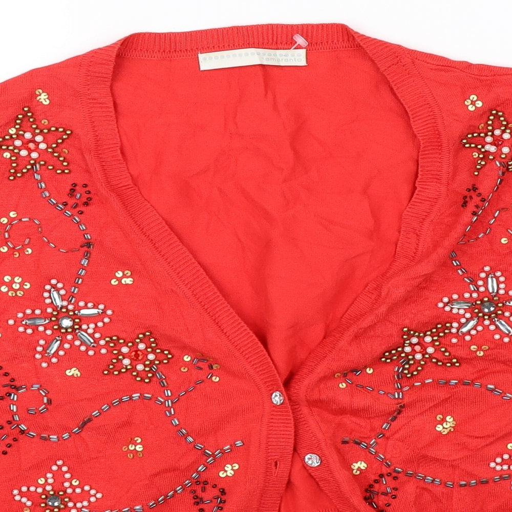 AMARANTO Womens Red   Cardigan Jumper Size 18