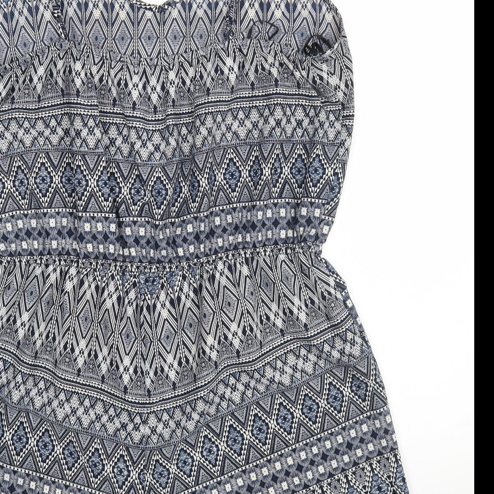 Atmosphere Womens Blue Geometric  Playsuit One-Piece Size 16