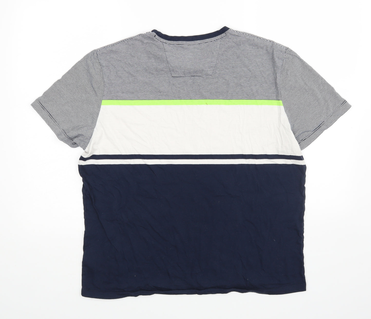 F&F Mens Blue Striped   T-Shirt Size L