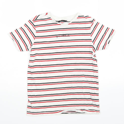 George Boys White Striped  Basic T-Shirt Size 10-11 Years