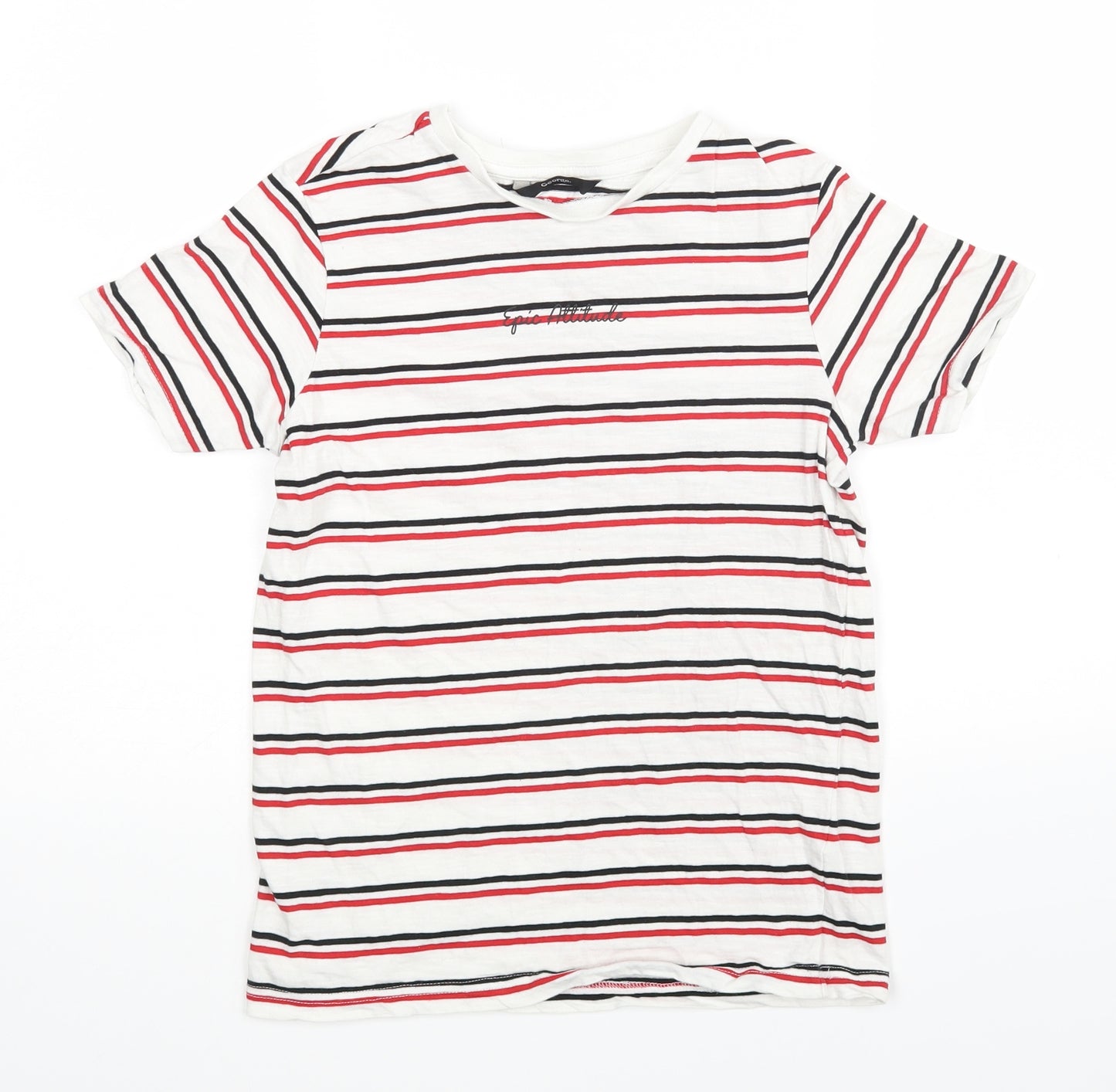 George Boys White Striped  Basic T-Shirt Size 10-11 Years