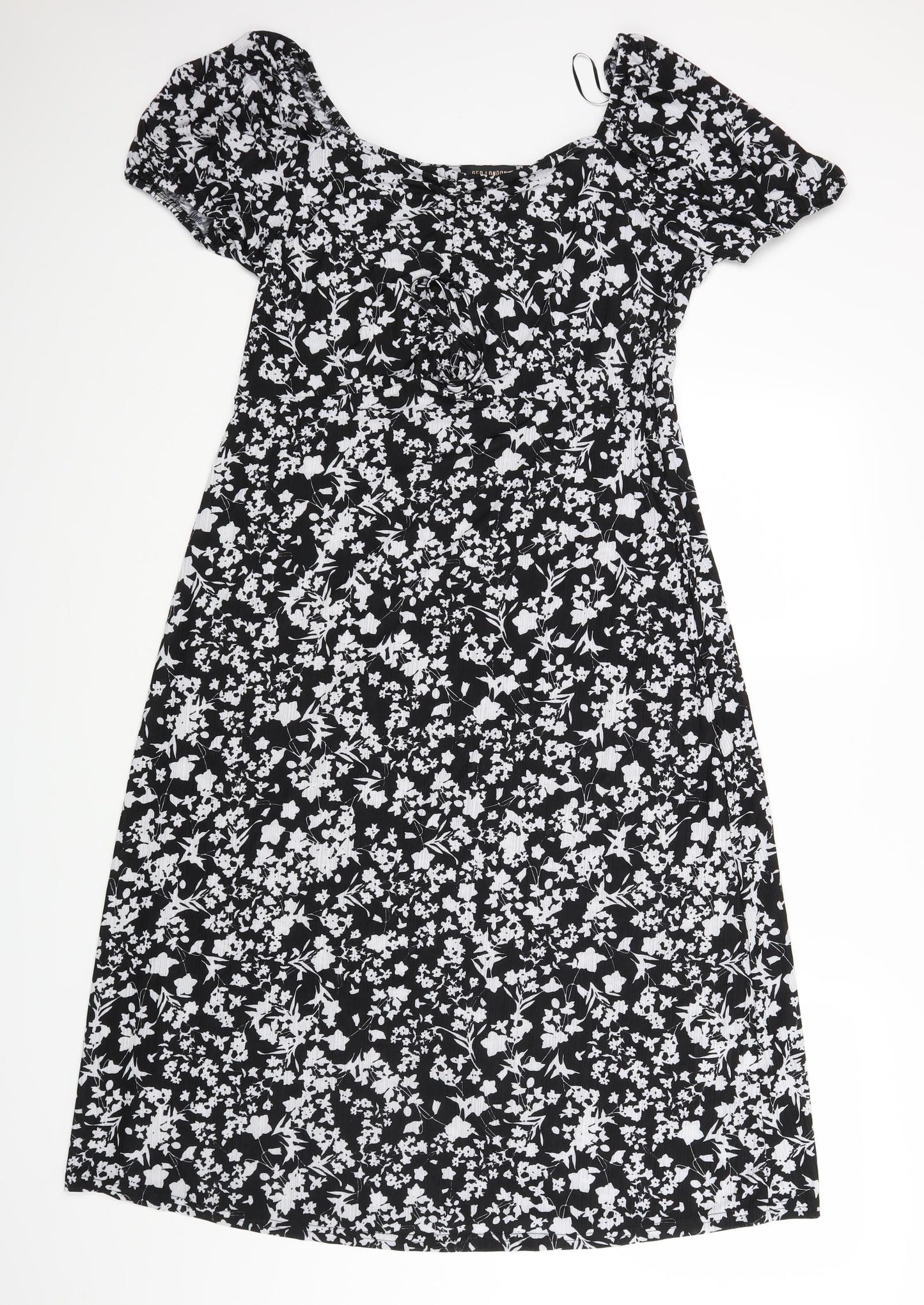 QED London Womens Black Floral  A-Line  Size 16