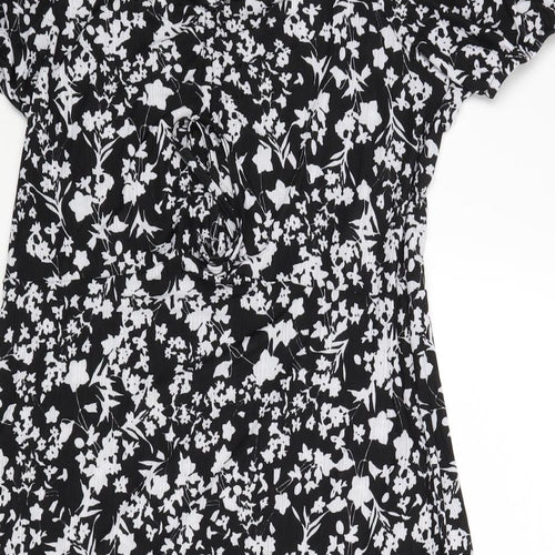 QED London Womens Black Floral  A-Line  Size 16