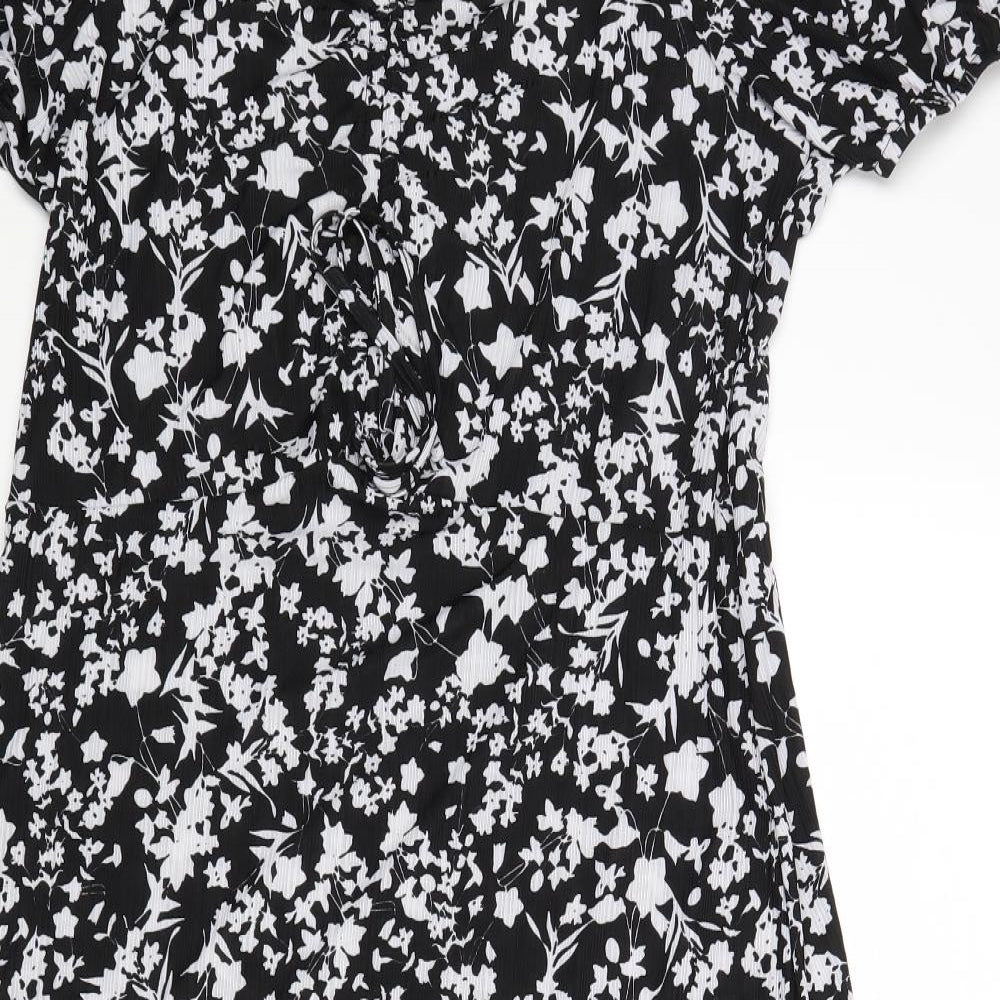 QED London Womens Black Floral  A-Line  Size 16