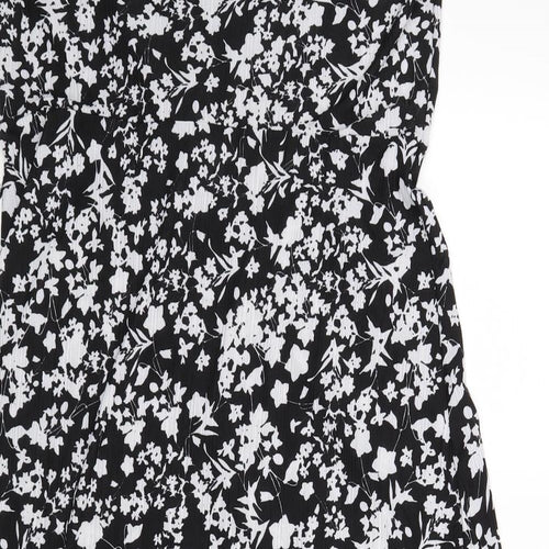 QED London Womens Black Floral  A-Line  Size 16