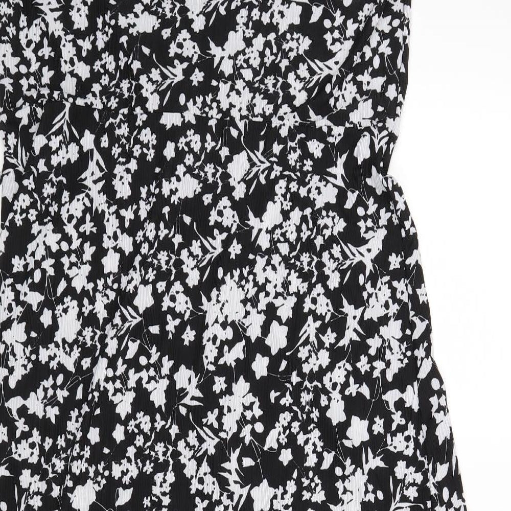 QED London Womens Black Floral  A-Line  Size 16