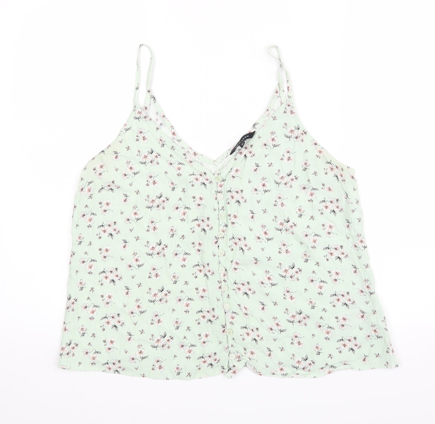 New Look Womens Green Floral  Basic Blouse Size 16