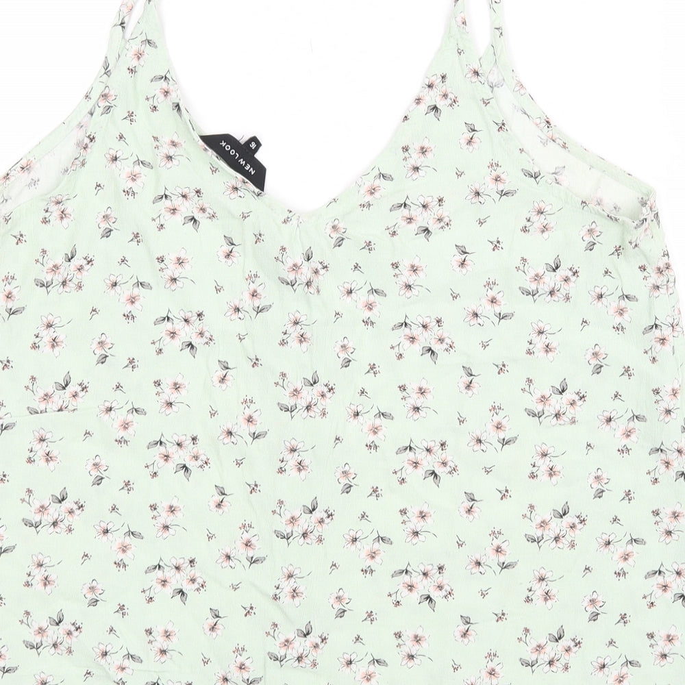 New Look Womens Green Floral  Basic Blouse Size 16