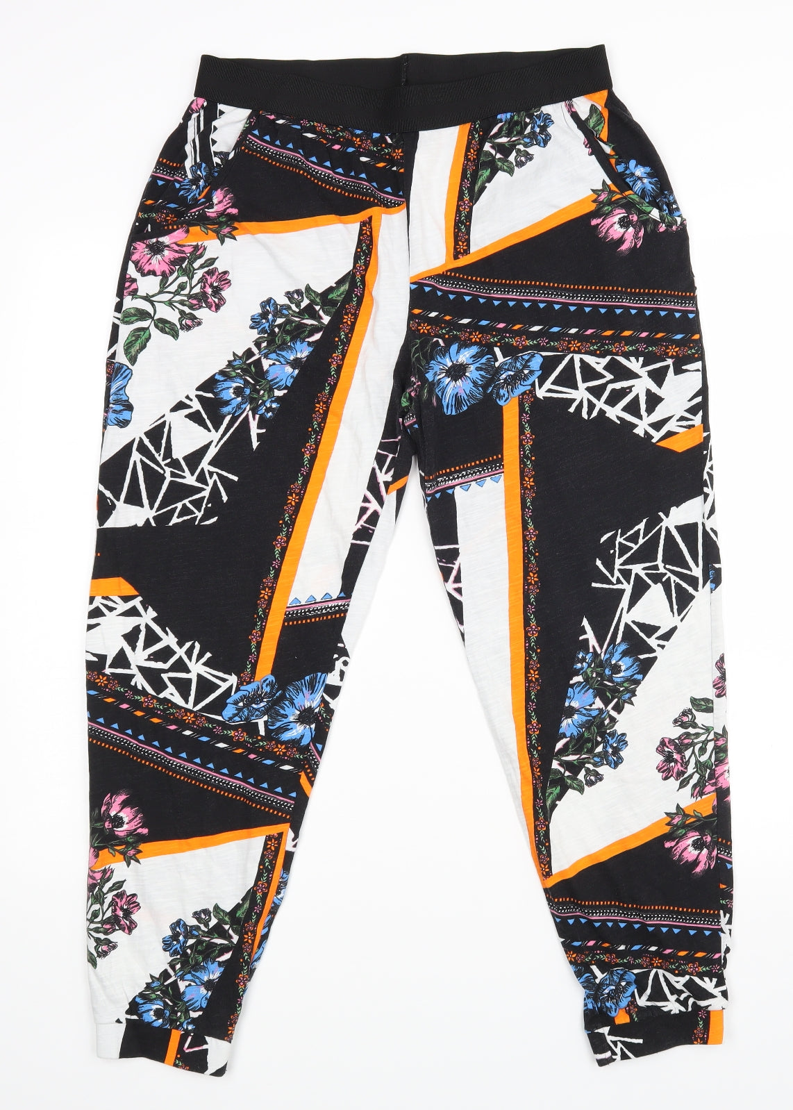 River Island Womens Black Floral  Trousers  Size 12 L25 in