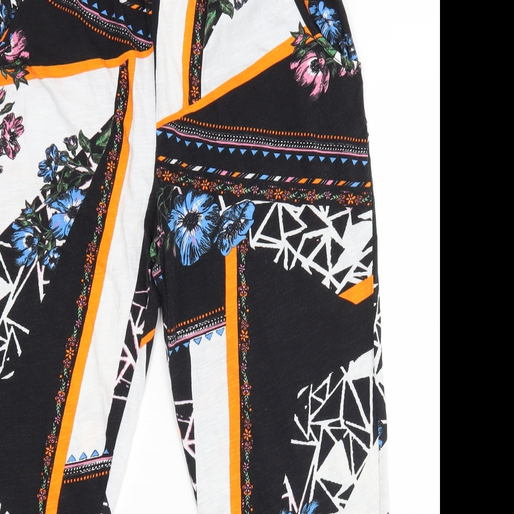 River Island Womens Black Floral  Trousers  Size 12 L25 in