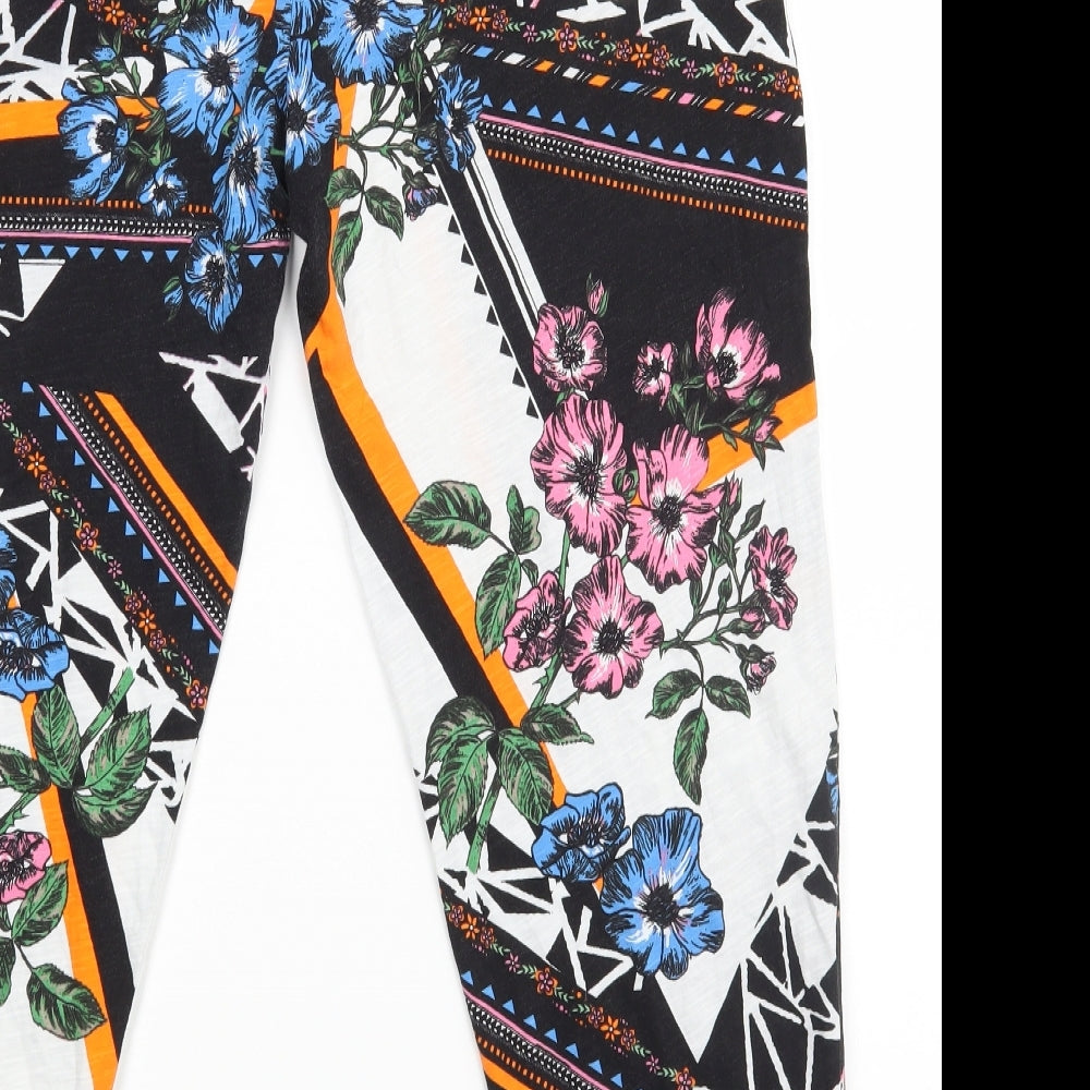 River Island Womens Black Floral  Trousers  Size 12 L25 in