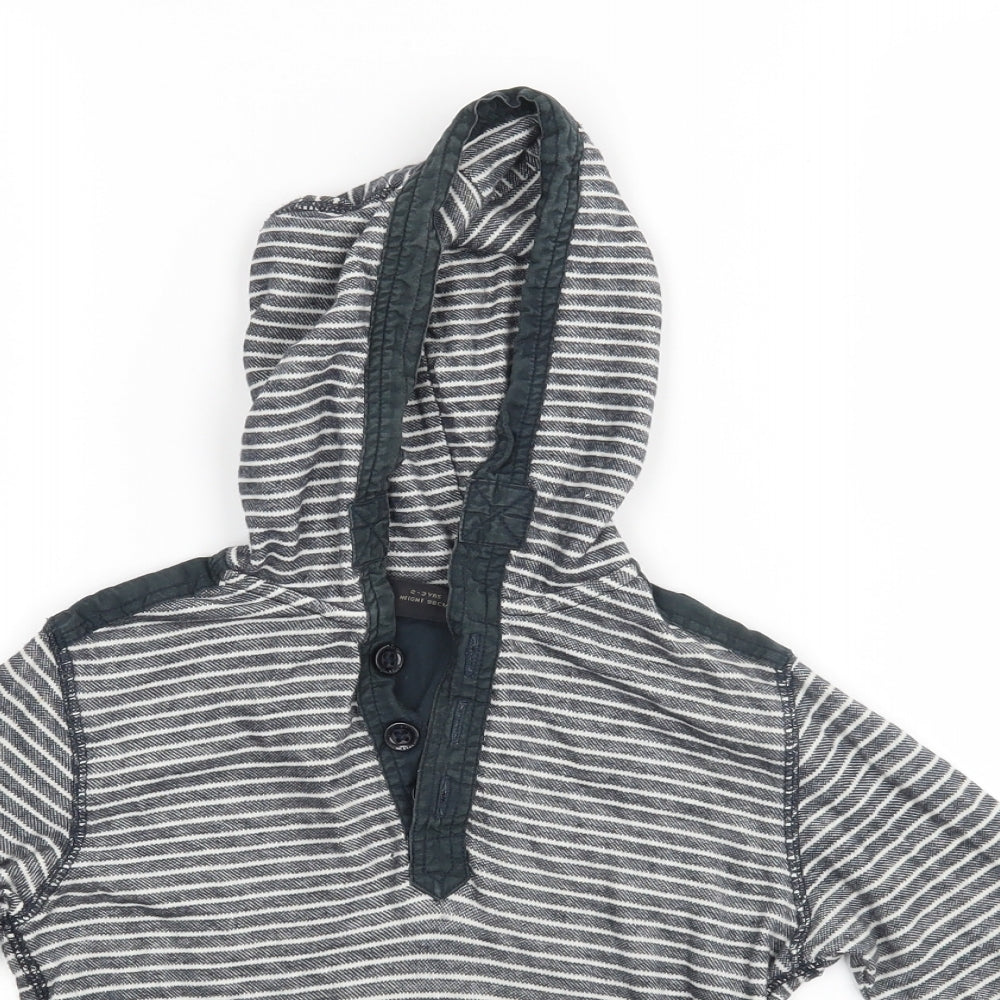 NEXT Boys Blue Striped  Pullover Hoodie Size 2-3 Years