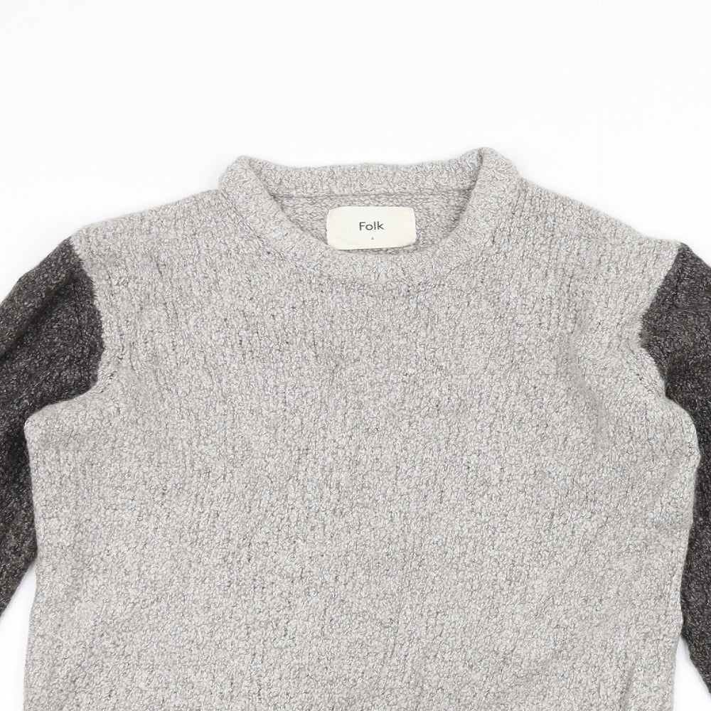 Folk Womens White  Knit Pullover Jumper Size L