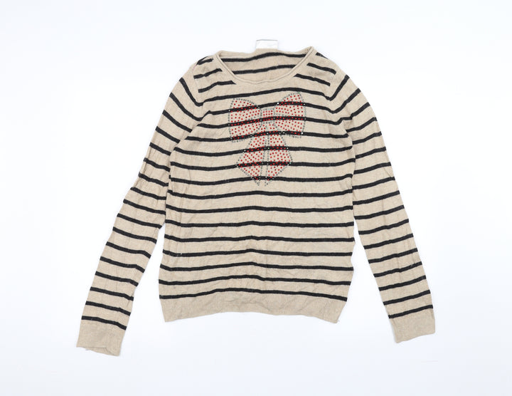 Wallis Womens Brown Striped Basic T-Shirt Size S