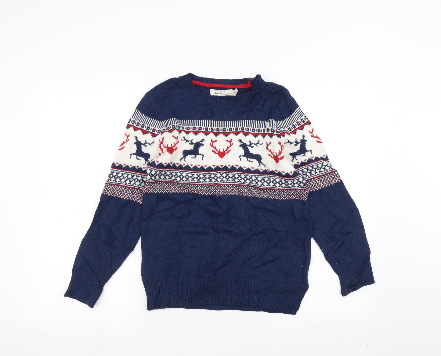 H&M Girls Blue   Pullover Jumper Size 9-10 Years  - Christmas