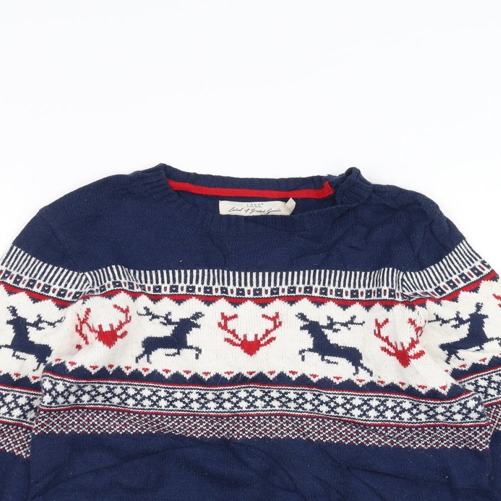 H&M Girls Blue   Pullover Jumper Size 9-10 Years  - Christmas