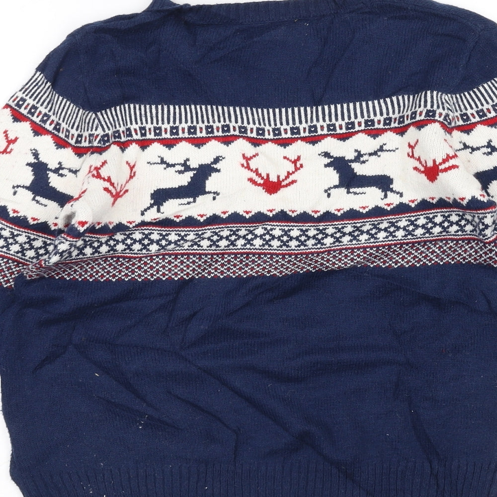 H&M Girls Blue   Pullover Jumper Size 9-10 Years  - Christmas
