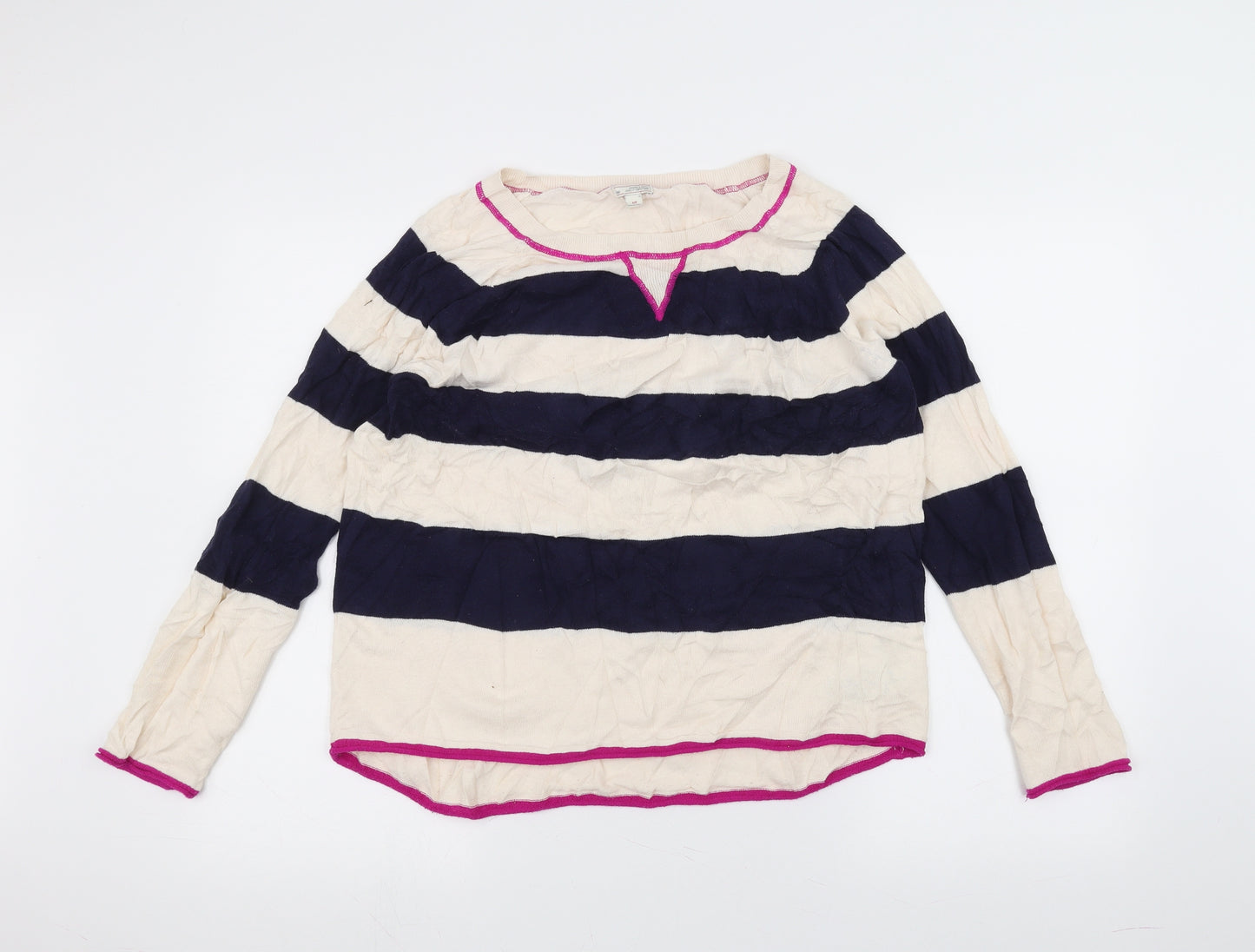 Gap Womens White Striped  Pullover Jumper Size S