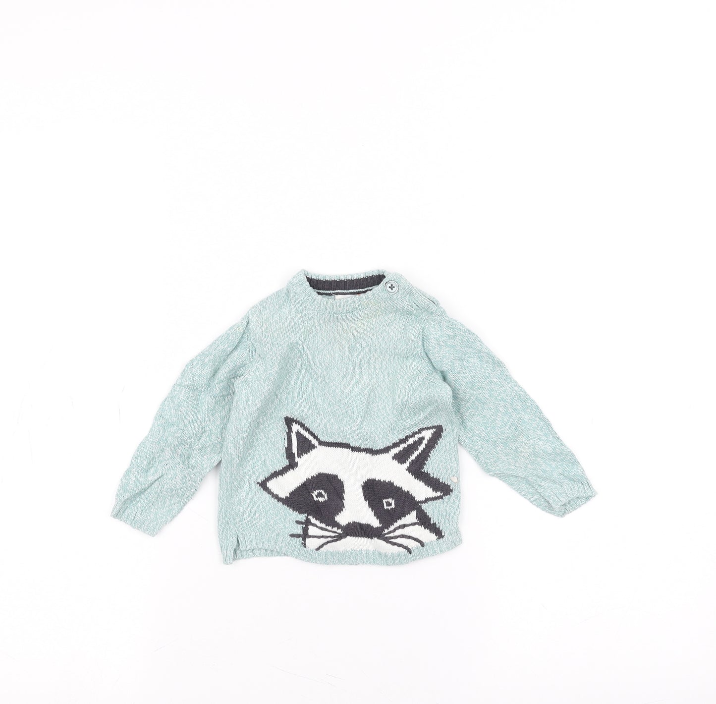 John Lewis Baby Green   Pullover Jumper Size 3-6 Months  - Raccoon