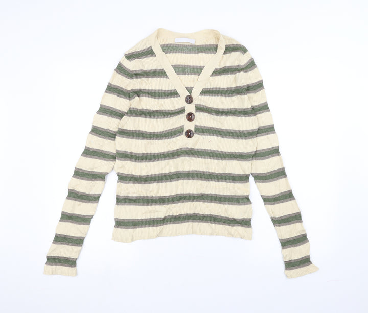 Per Una Womens White Striped Pullover Jumper Size 14