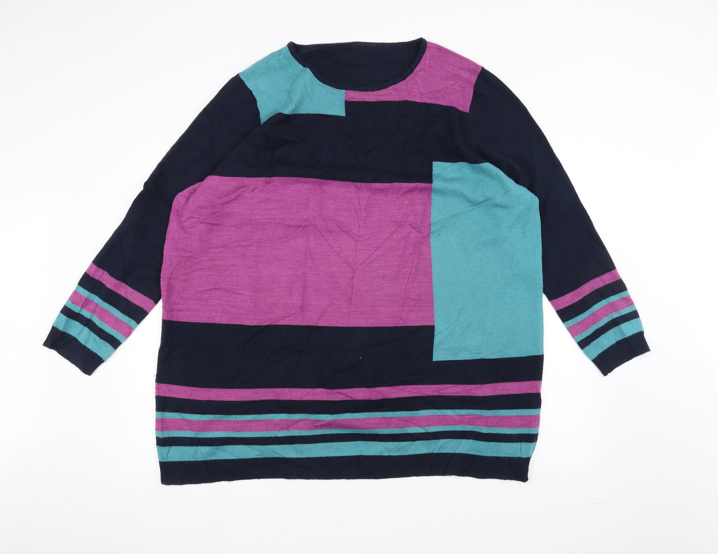 Bonmarché Womens Blue Striped  Pullover Jumper Size 24