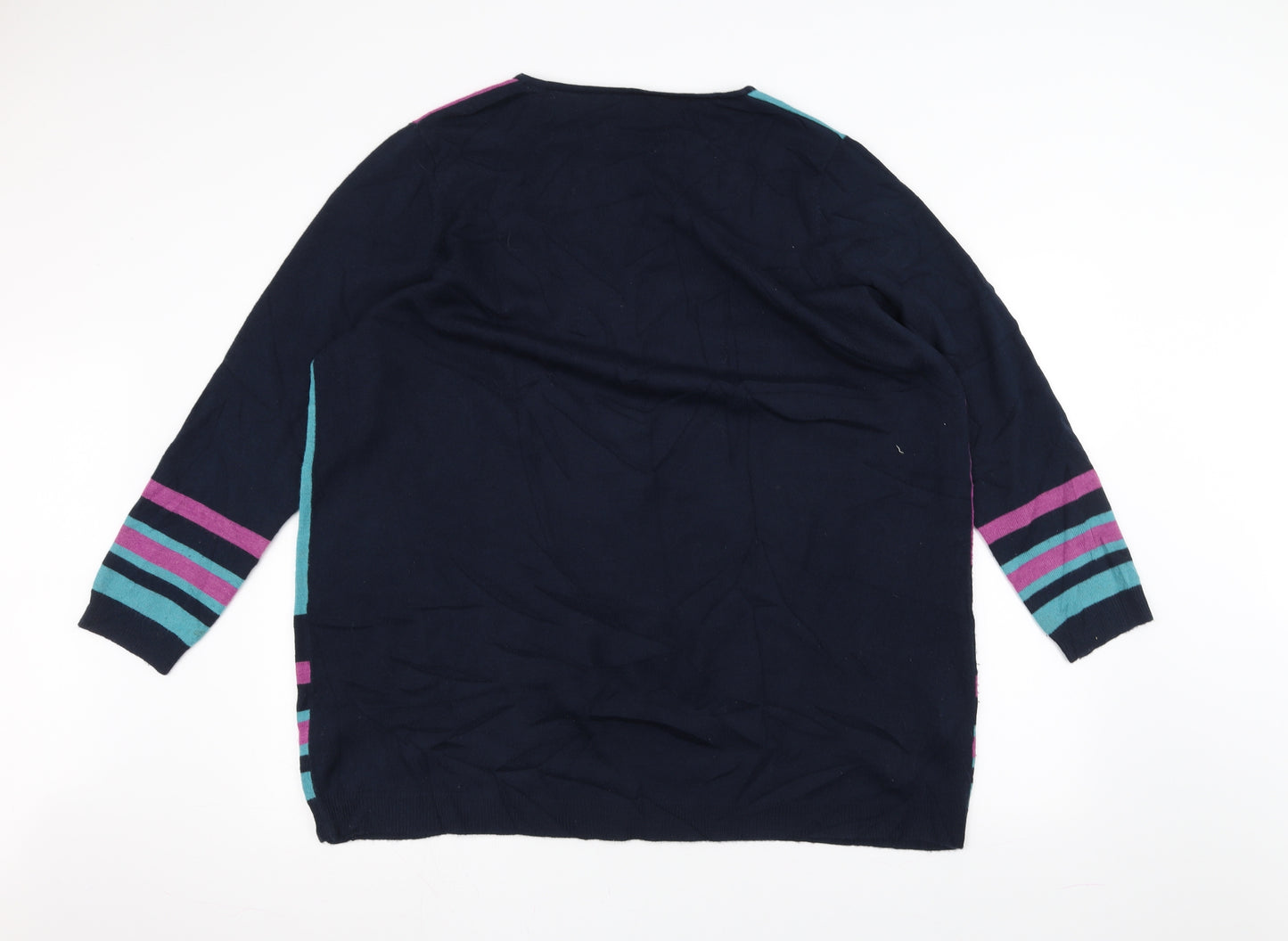 Bonmarché Womens Blue Striped  Pullover Jumper Size 24