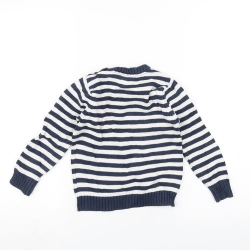 JoJo Maman Boys Blue Striped  Pullover Jumper Size 3-4 Years