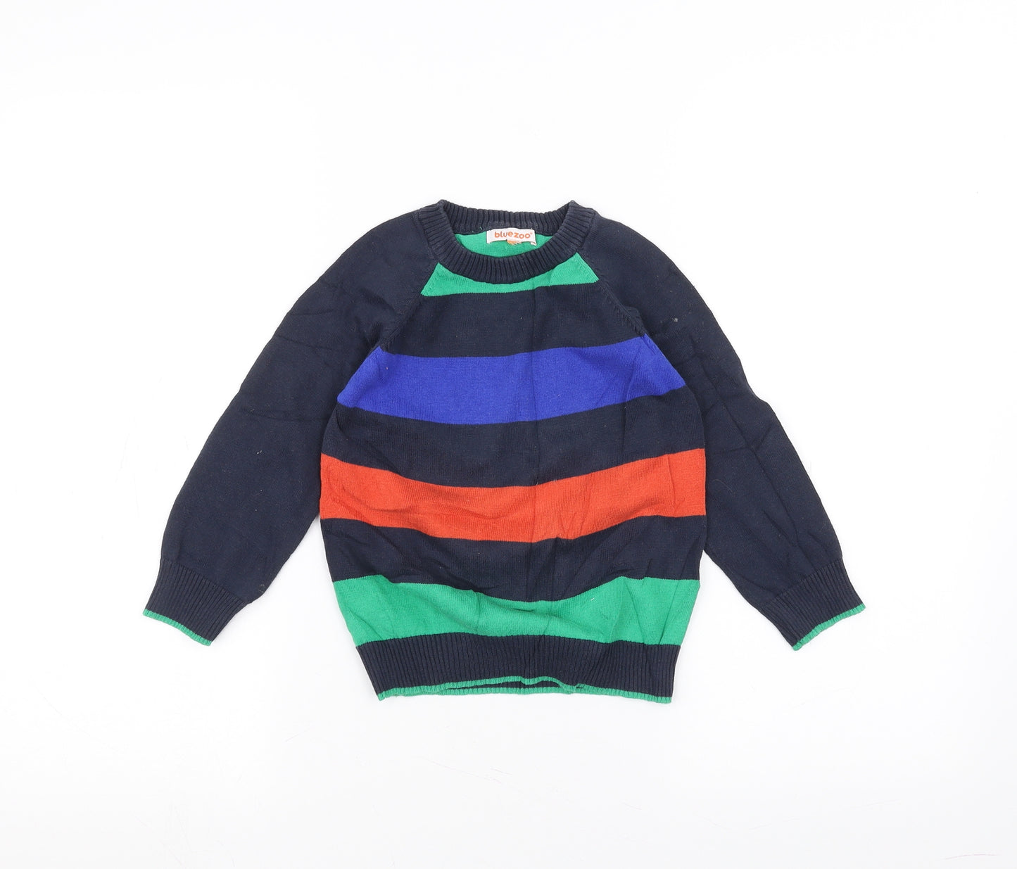 Blue Zoo Boys Blue Striped  Pullover Jumper Size 3-4 Years