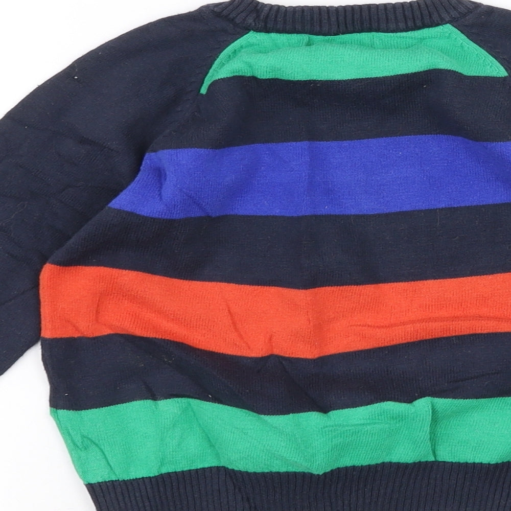 Blue Zoo Boys Blue Striped  Pullover Jumper Size 3-4 Years