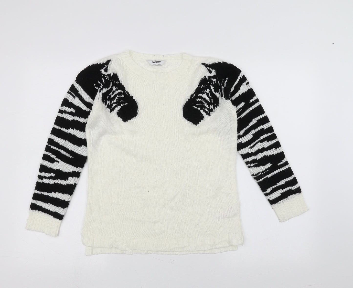 Tammy Girls White  Knit Pullover Jumper Size 10-11 Years