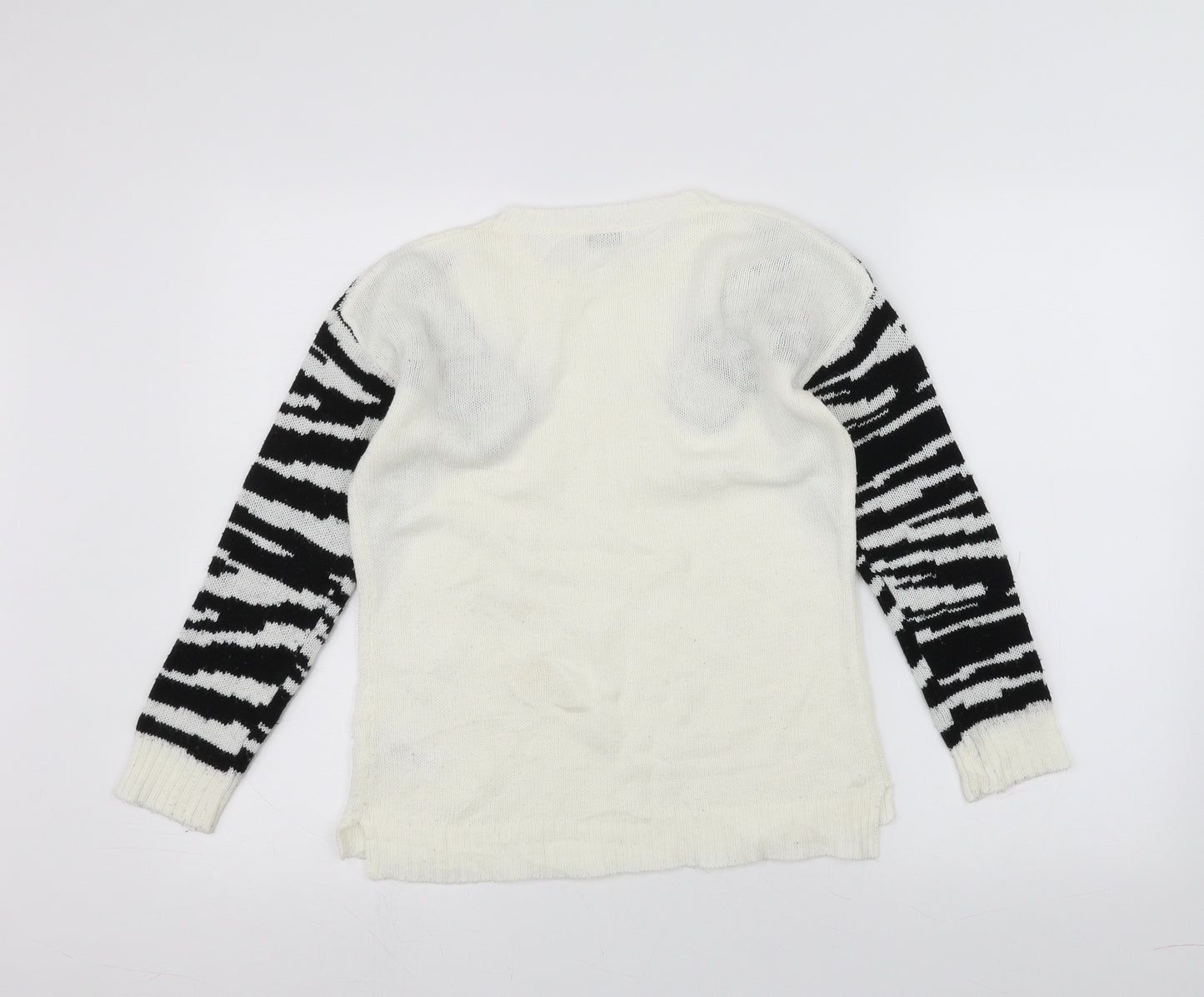 Tammy Girls White  Knit Pullover Jumper Size 10-11 Years