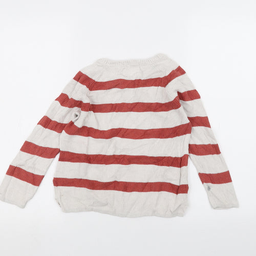 Zara Girls White Striped  Pullover Jumper Size 7 Years