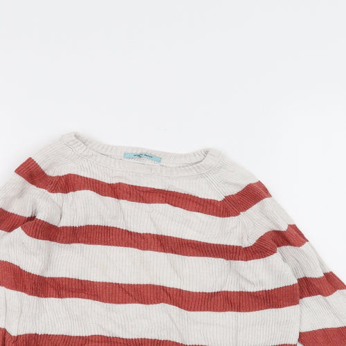Zara Girls White Striped  Pullover Jumper Size 7 Years