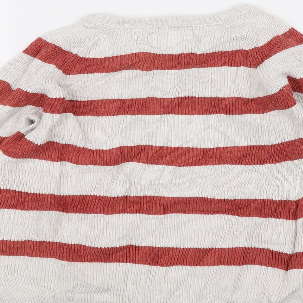 Zara Girls White Striped  Pullover Jumper Size 7 Years