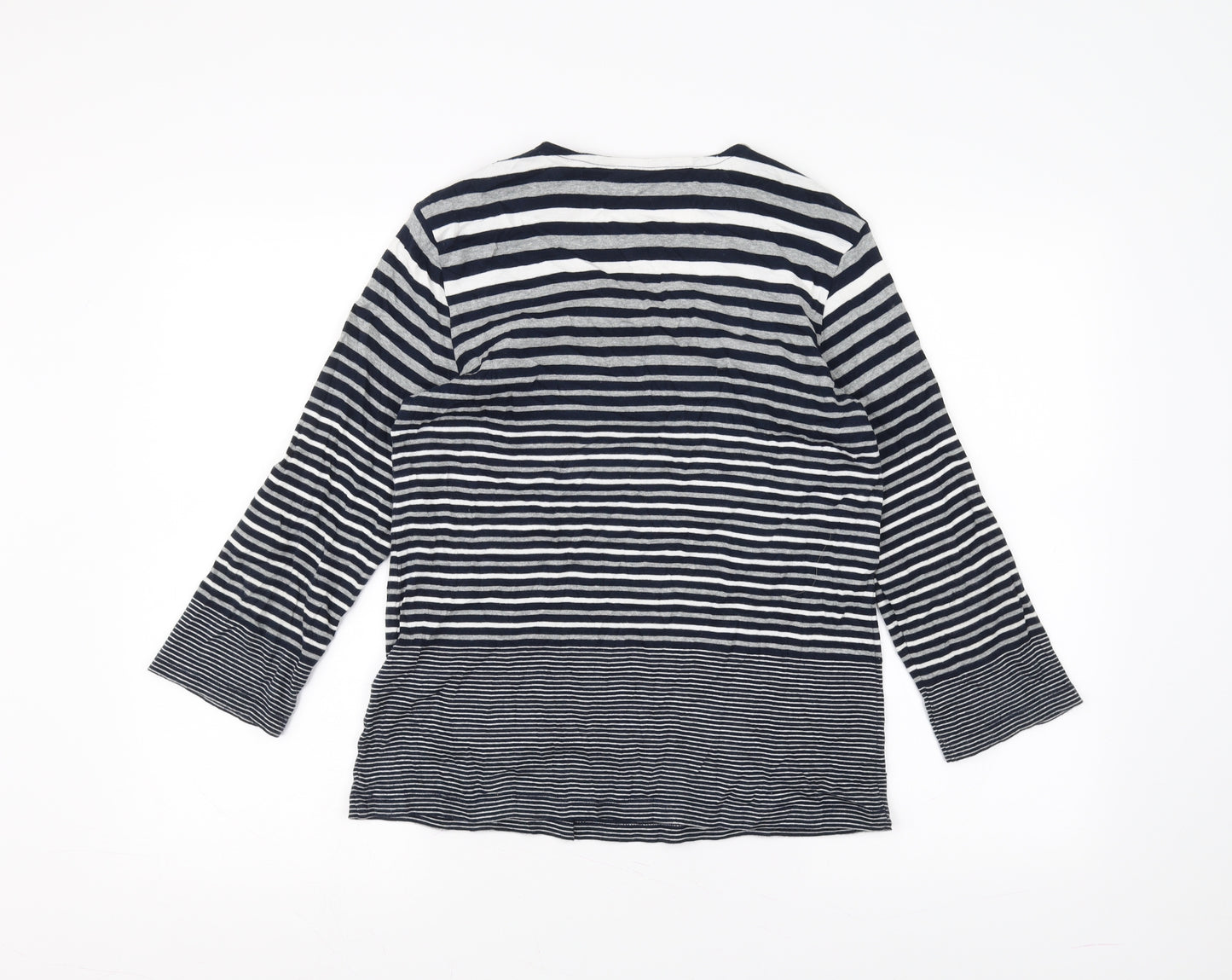 Maine New England Womens Blue Striped  Basic T-Shirt Size 14